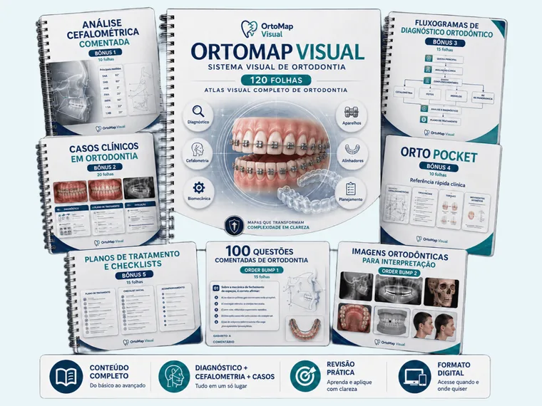 OrtoMap Visual — Sistema Visual de Ortodontia com 120 mapas clínicos, bônus e fluxogramas