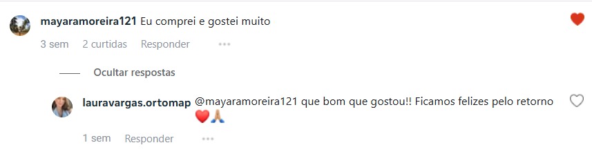 Comentário de cliente dizendo que comprou e gostou muito